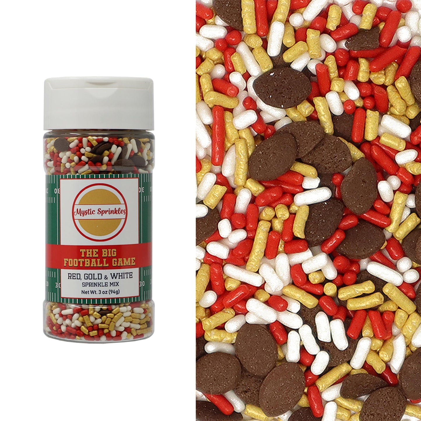 Mystic Sprinkles The Big Football Game Jimmy Mix 3oz Bottle (Red, Gold & White 3oz)