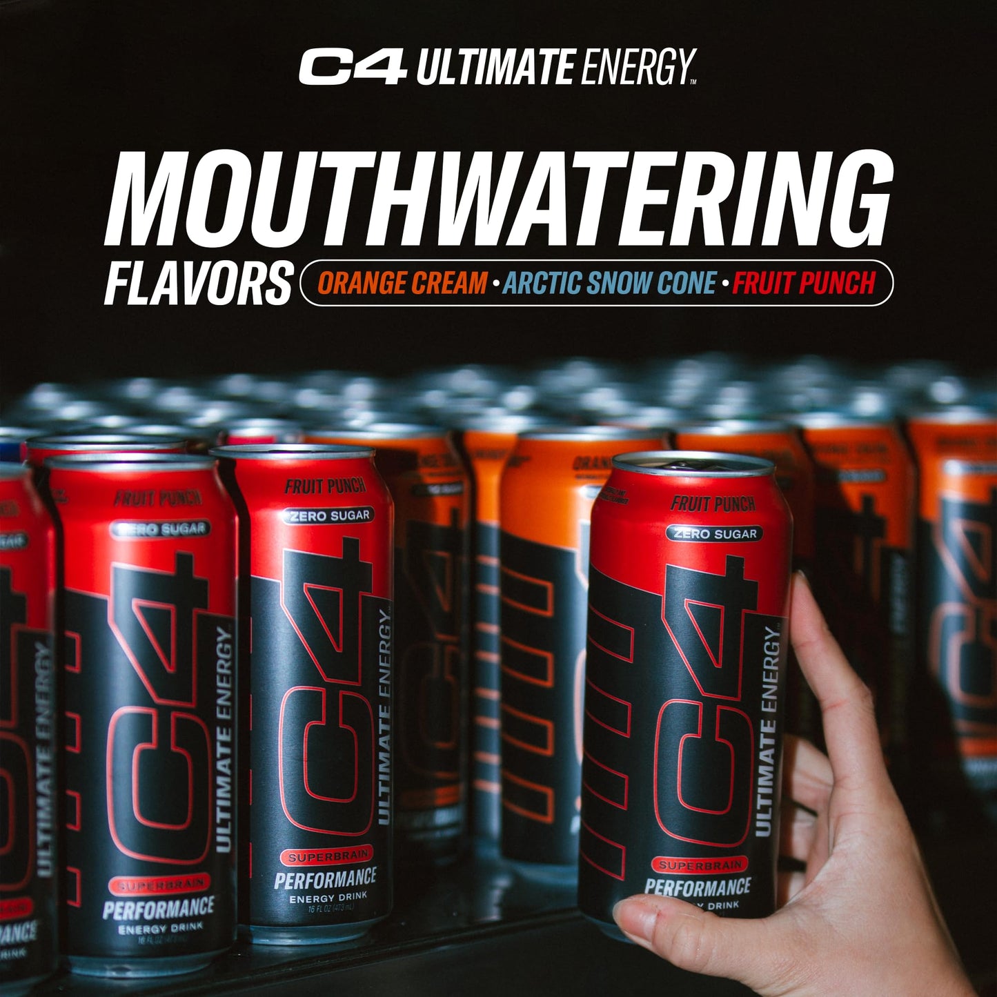 C4 Ultimate | 300mg Caffeine Sugar Free Energy Drink | Fruit Punch | Pre Workout Performance Drink | 16oz (Pack of 12)