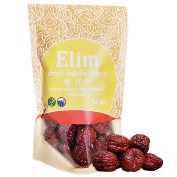 Elim Farms Dried Jujube Dates, (Grown 100% Naturally In California),12 Oz Pre-Washed Bag
