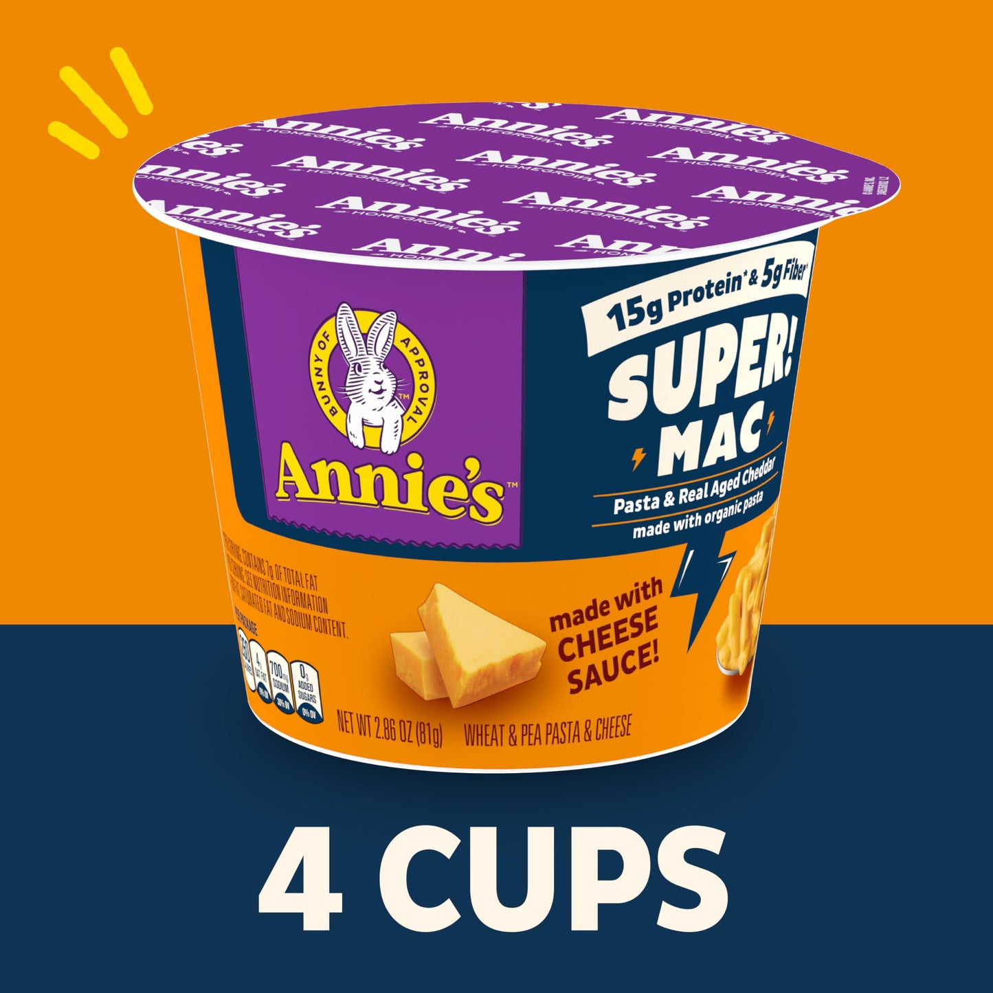 Annies Super! Mac Microwave Pasta and Real Aged Cheddar Cups  4 Ct  11.44 oz