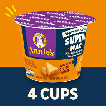 Annies Super! Mac Microwave Pasta and Real Aged Cheddar Cups  4 Ct  11.44 oz