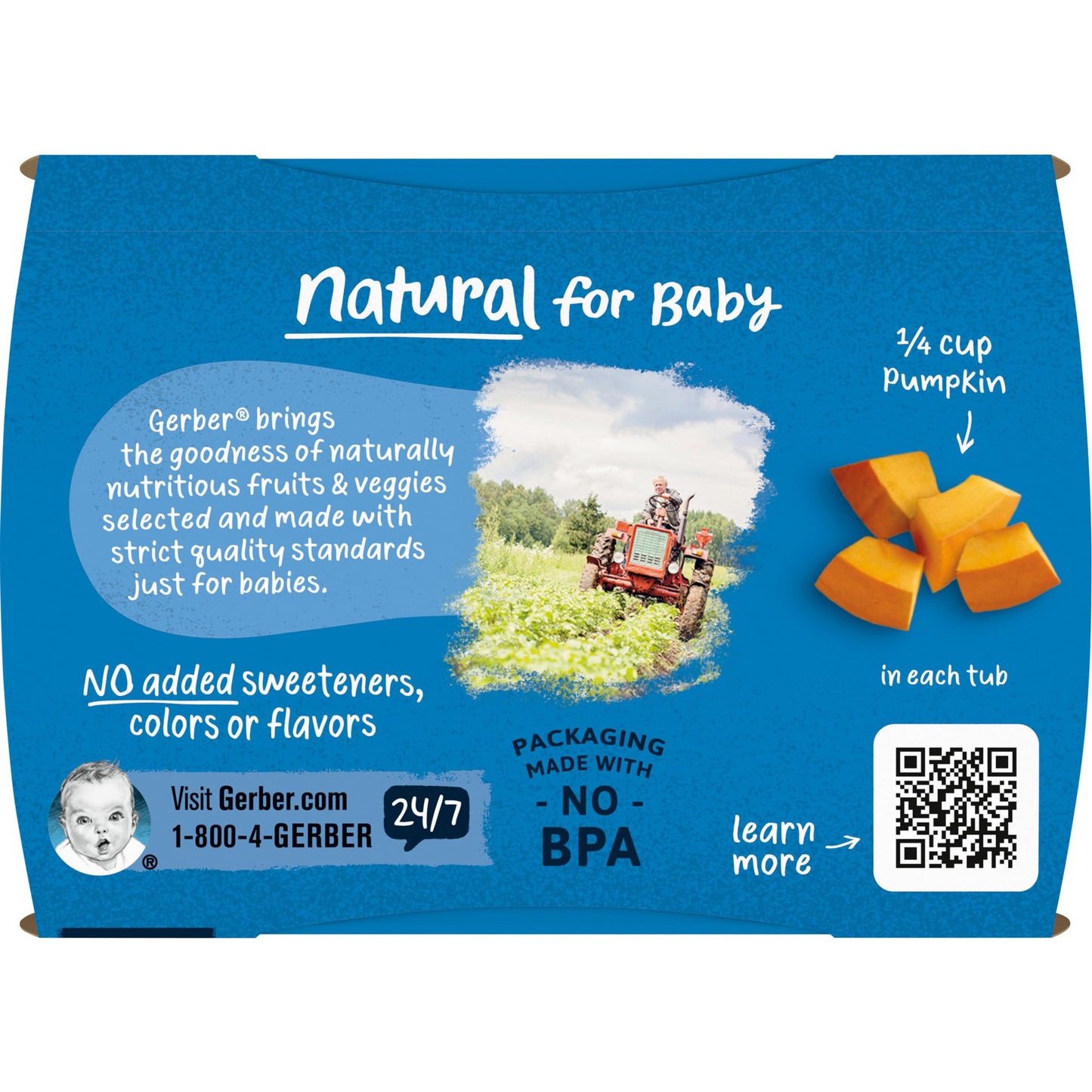 Gerber 2Nd Food Baby Food Pumpkin Puree, Natural & Non-Gmo, 4 Ounce Tubs, 2-Pack (Pack Of 8)