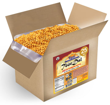 Rani Toor Dal (Split Pigeon Peas) 400oz (25lbs) 11.36kg Bulk Box ~ All Natural | Gluten Friendly | NON-GMO | Vegan | Indian Orig