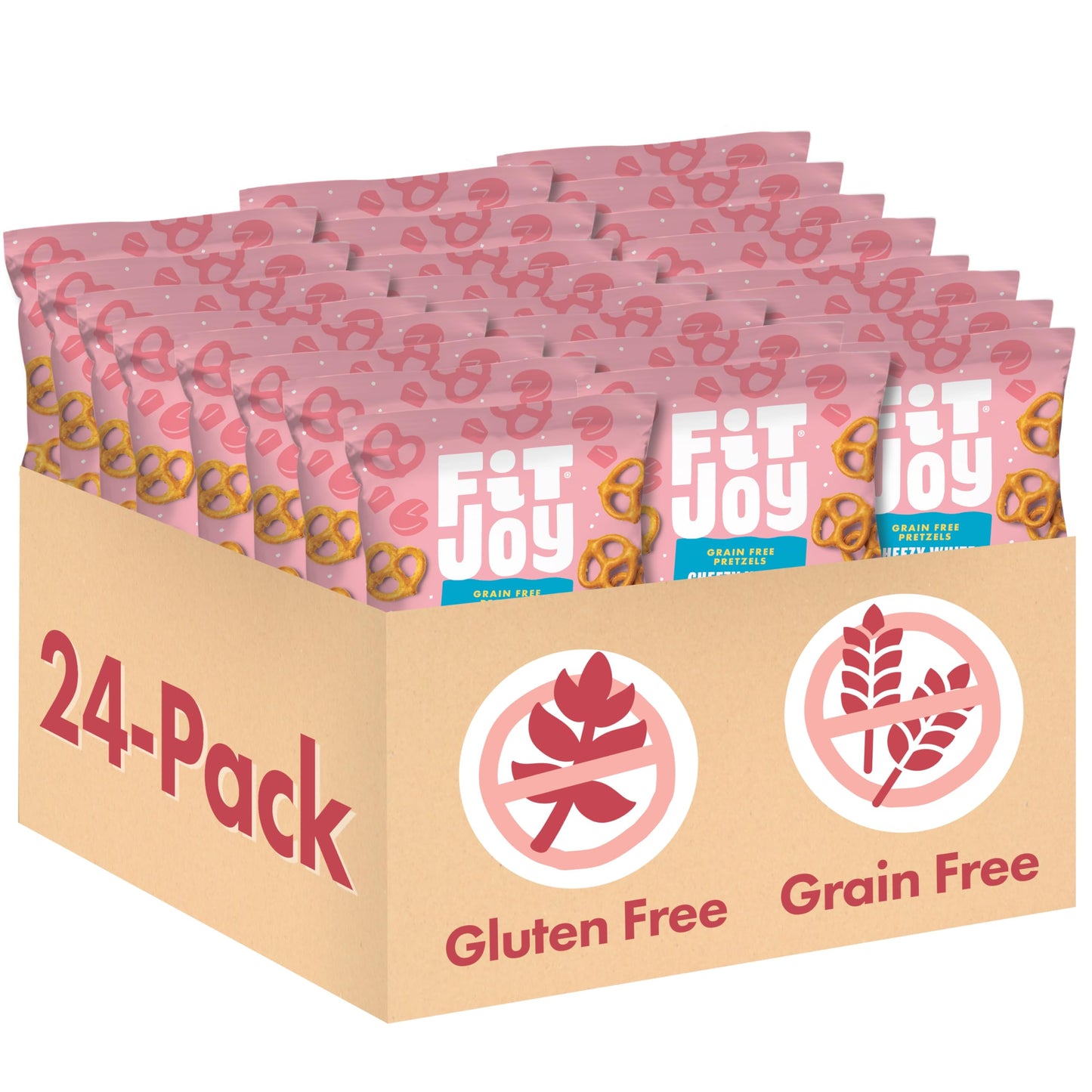 FitJoy White Cheddar Pretzels Snack Pack (0.5 Oz, 24 Count) - Dairy, Nut & Gluten Free Snacks - Grain Free Cassava Root & Chickp