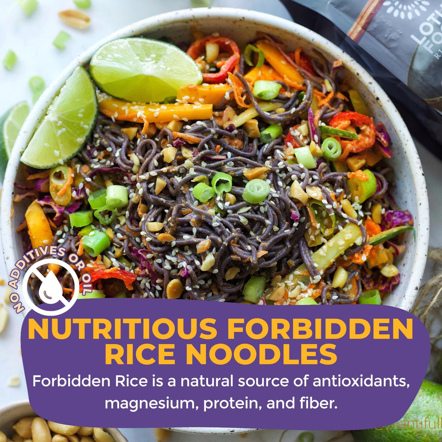 Lotus Foods Organic Forbidden Rice Ramen Noodles - Gluten Free Instant Ramen Noodles, Vegan, Low Sodium, Made With Black Rice Fl