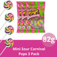 Mini Carnival Lollipop Packs, Shareable Individually Wrapped Traditional Multi Colored Swirl Pops, 7 Lollipops Per Bag, 3 Pack (