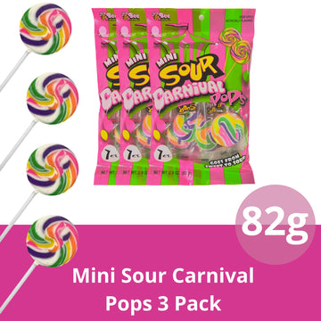 Mini Carnival Lollipop Packs, Shareable Individually Wrapped Traditional Multi Colored Swirl Pops, 7 Lollipops Per Bag, 3 Pack (