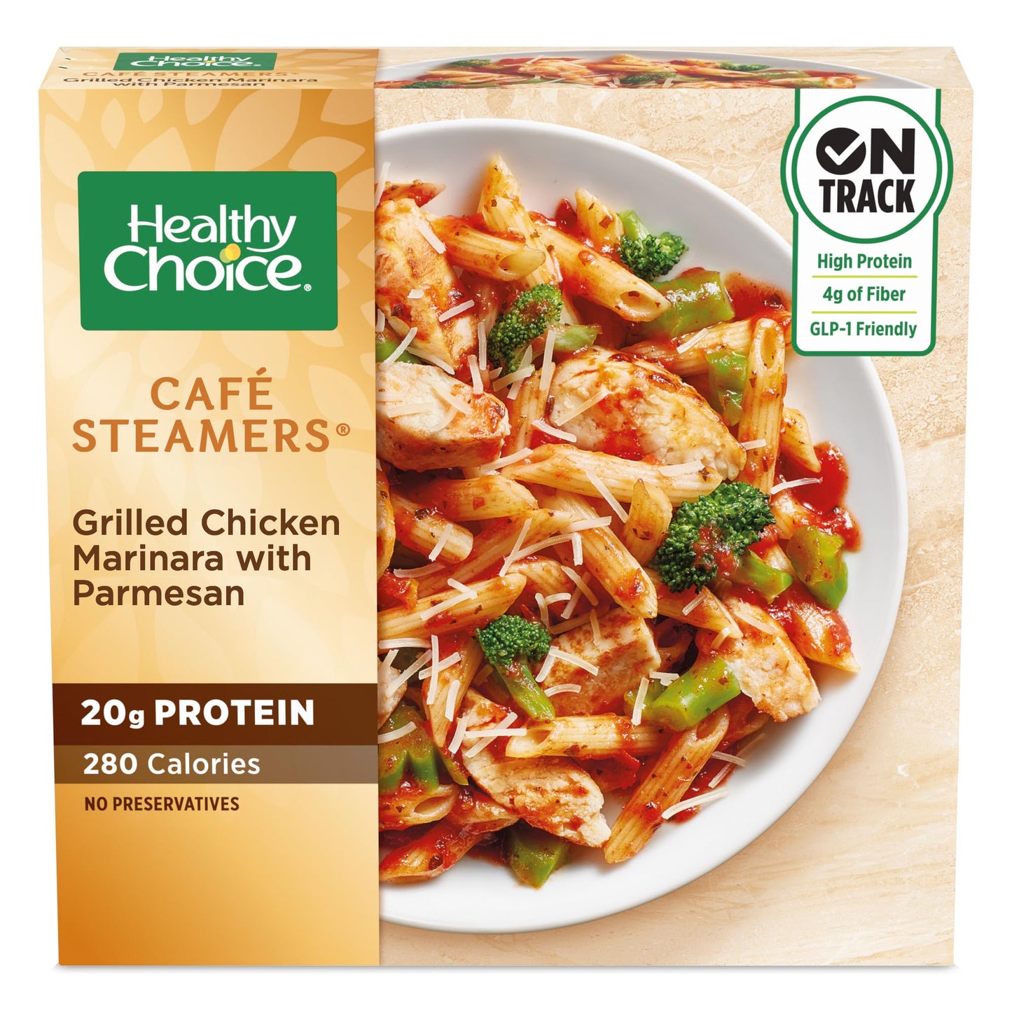 Healthy Choice Cafe Steamers Grilled Chicken Marinara with Parmesan, Convenient Microwave Meal Made With No Preservatives, Froze