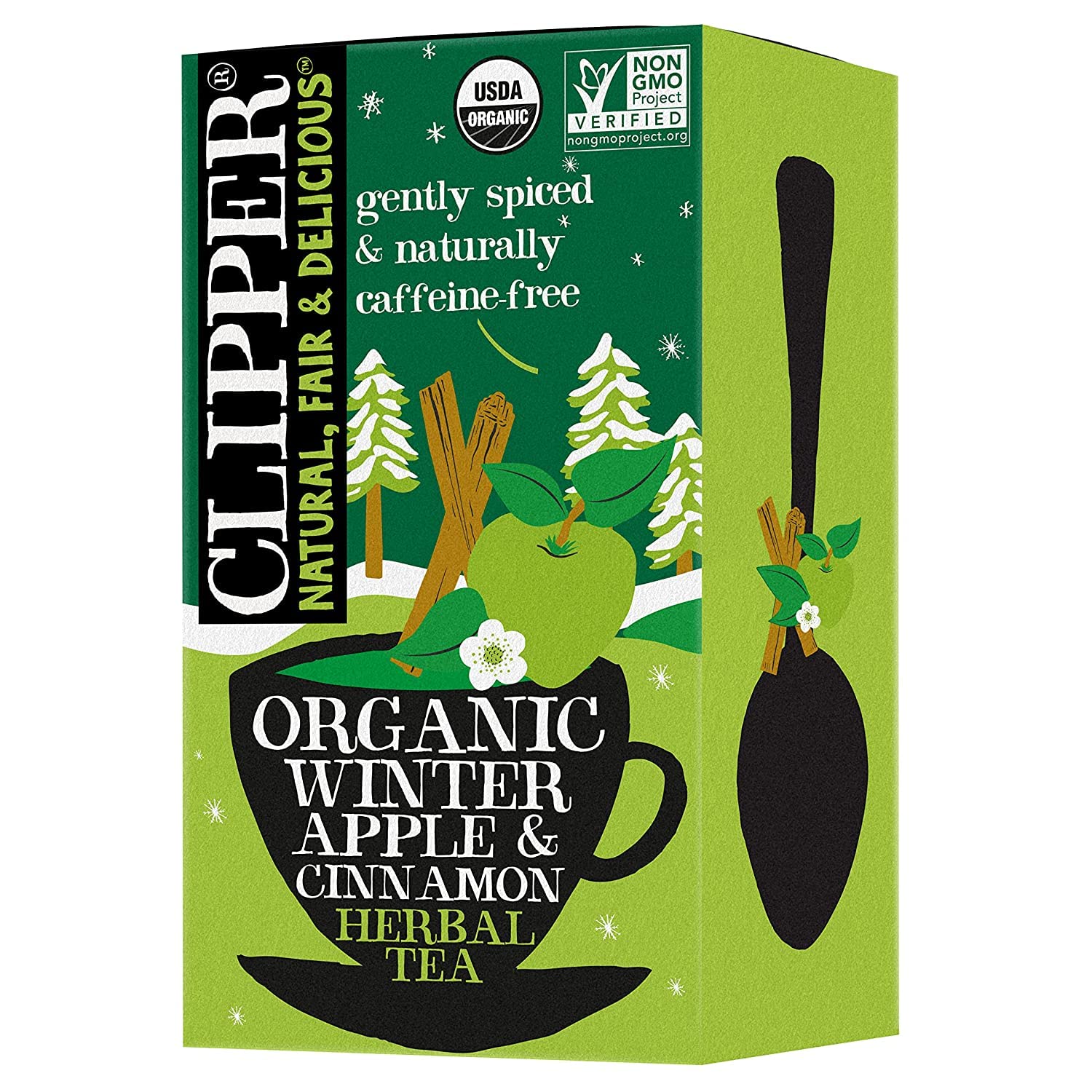 Clipper Natural Organic Herbal Tea, Winter Apple & Cinnamon, Caffeine Free, 20 Count Tea Bags