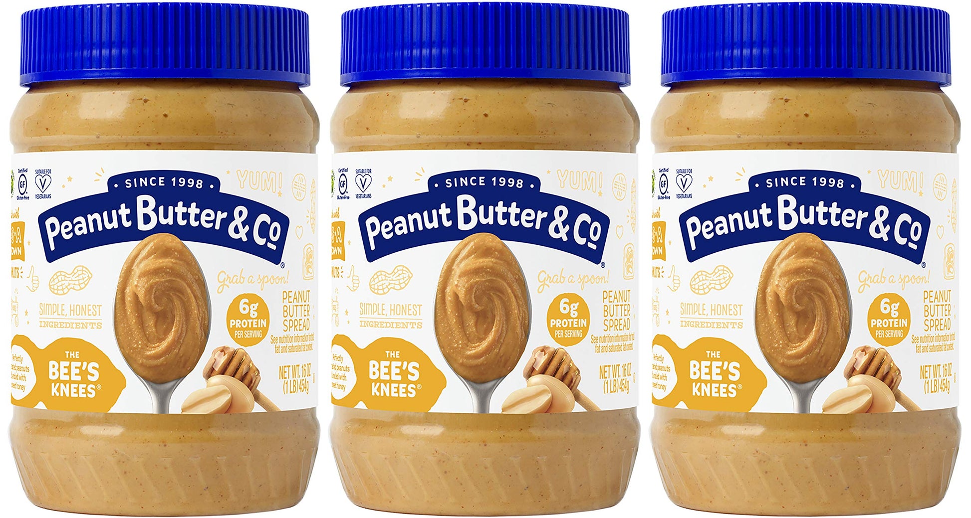 Peanut Butter & Co. The Bees Knees (Honey) Peanut Butter, Gluten Free, 16 Ounce (Pack Of 3)