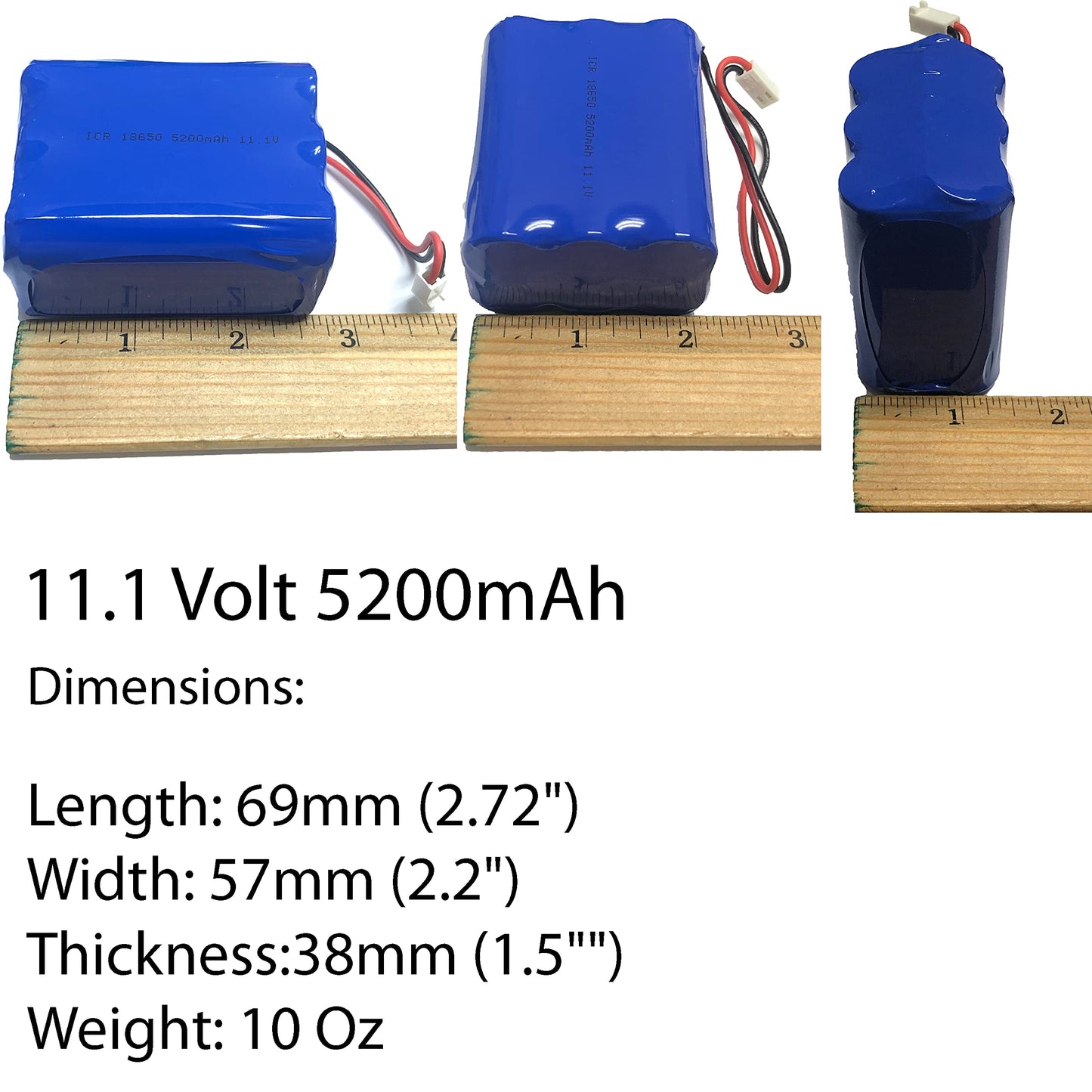 111V 5200Mah 6 Cell Lithium Ion 18650 5772Wh Rechange Battery Pack With 2 Pin Mta-100 Connectors