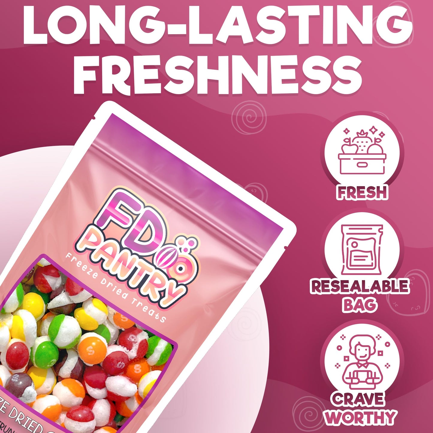 Freeze Dried Fruit Crunch Candy (Original, 4 Oz) Treat Gift Bag Strawberry, Green Apple, Grape, Lemon, Lime, And Orange