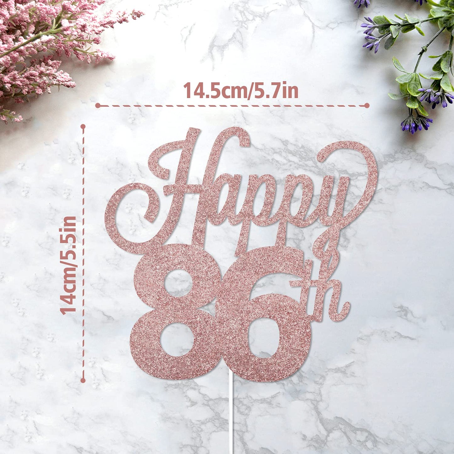 Lingteer Happy 86Th Birthday Cake Topper - Cheers To 86Th Birthday 86 Years Old Birthday Party Cake Decorations Sign.