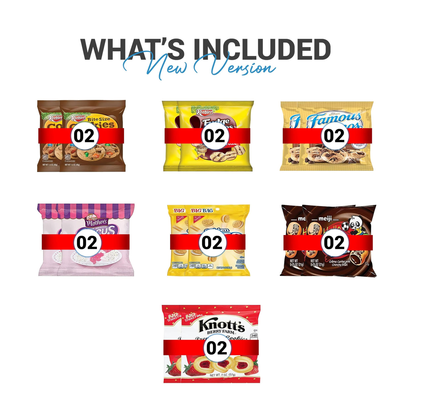 Cookies Variety Pack - Individually Wrapped Assortment, Sampler Bulk Care Package - Cookie Bundle, Office Cookies, 32 Count, Off