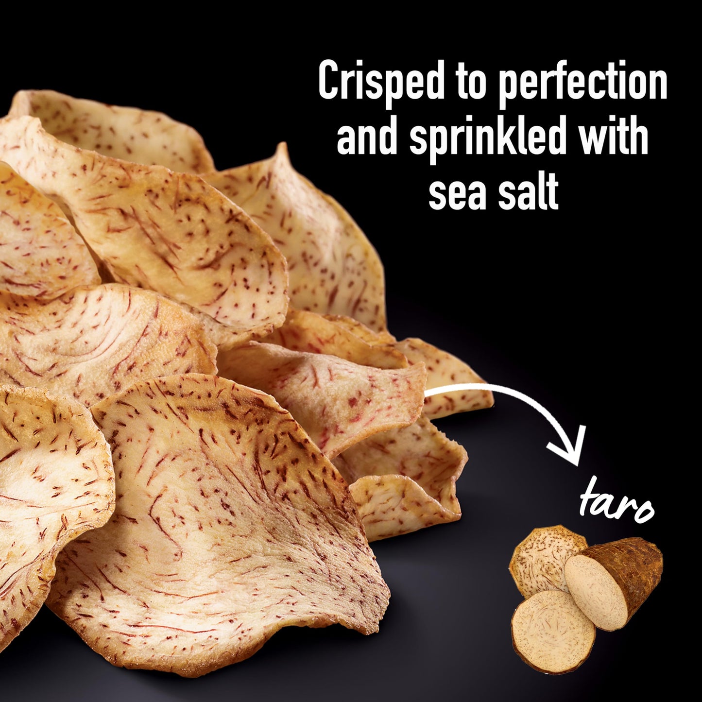 Terra Vegetable Chips, Taro Chips with Sea Salt, 5 Oz (Pack of 12), Black & Peach