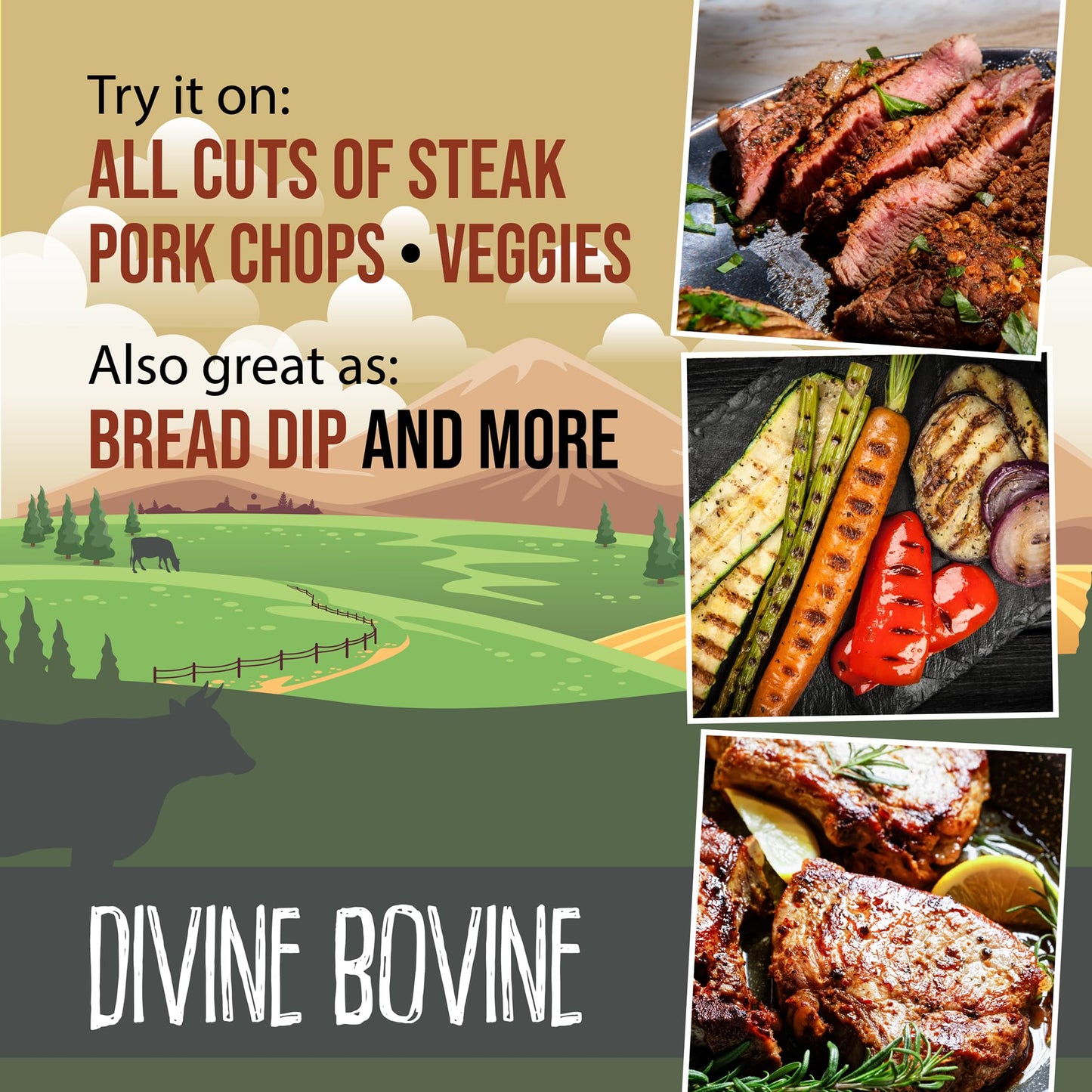 Flavor Seed Divine Bovine Organic Steak Seasoning & Rub, Gourmet Spice Blend For Cooking & Grilling Steak, Pork & Vegetables. Ca