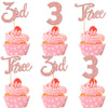 24 PCS 3rd Birthday Cupcake Toppers Glitter Three Cupcake Picks Number 3 Third Birthday Cupcake Decorations for Baby Shower Kids