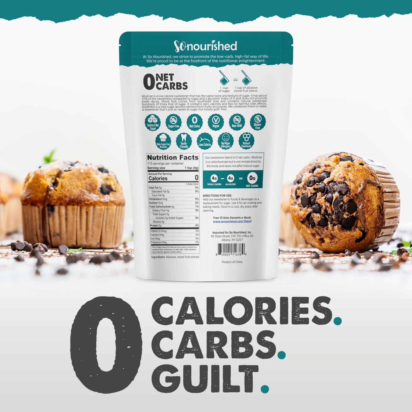 Monk Fruit Sweetener With Allulose Granular- 1:1 Sugar Substitute, Keto - 0 Calorie, 0 Net Carb, Non-Gmo (5 Lb / 80 Oz)