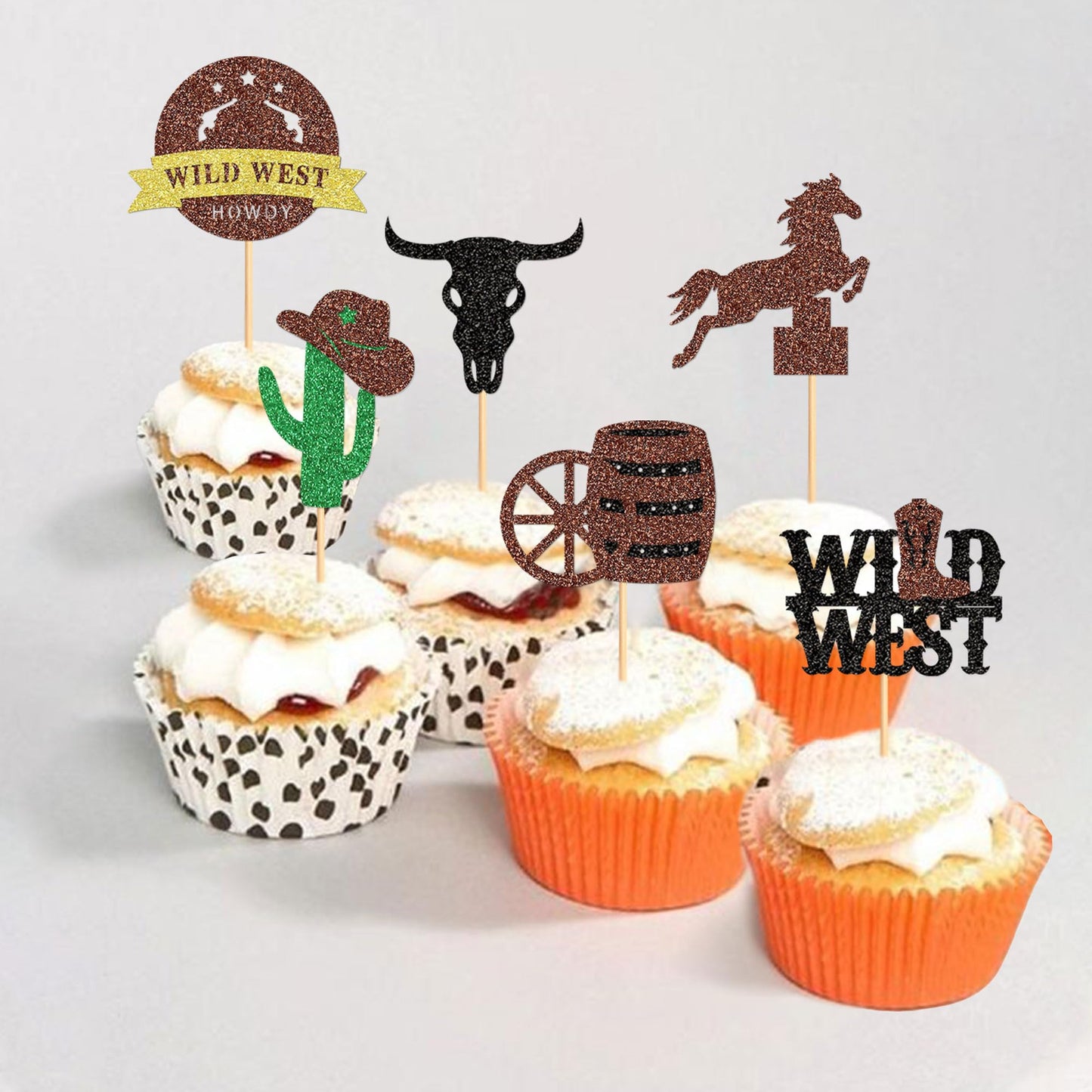 32 Pack Cowboy Cupcake Toppers Wild West Cowboy Hats Western Theme Happy Birthday Baby Shower Party Cake Decorations Supplies 2