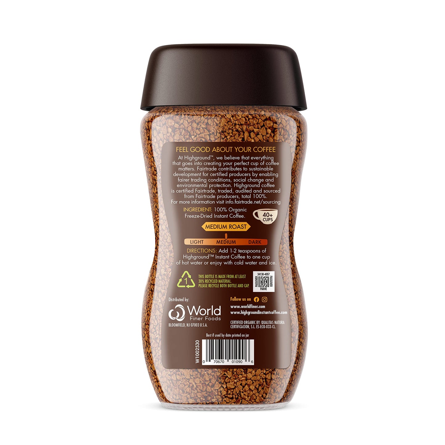 Highground Organic Instant Coffee, 3.53 Ounce