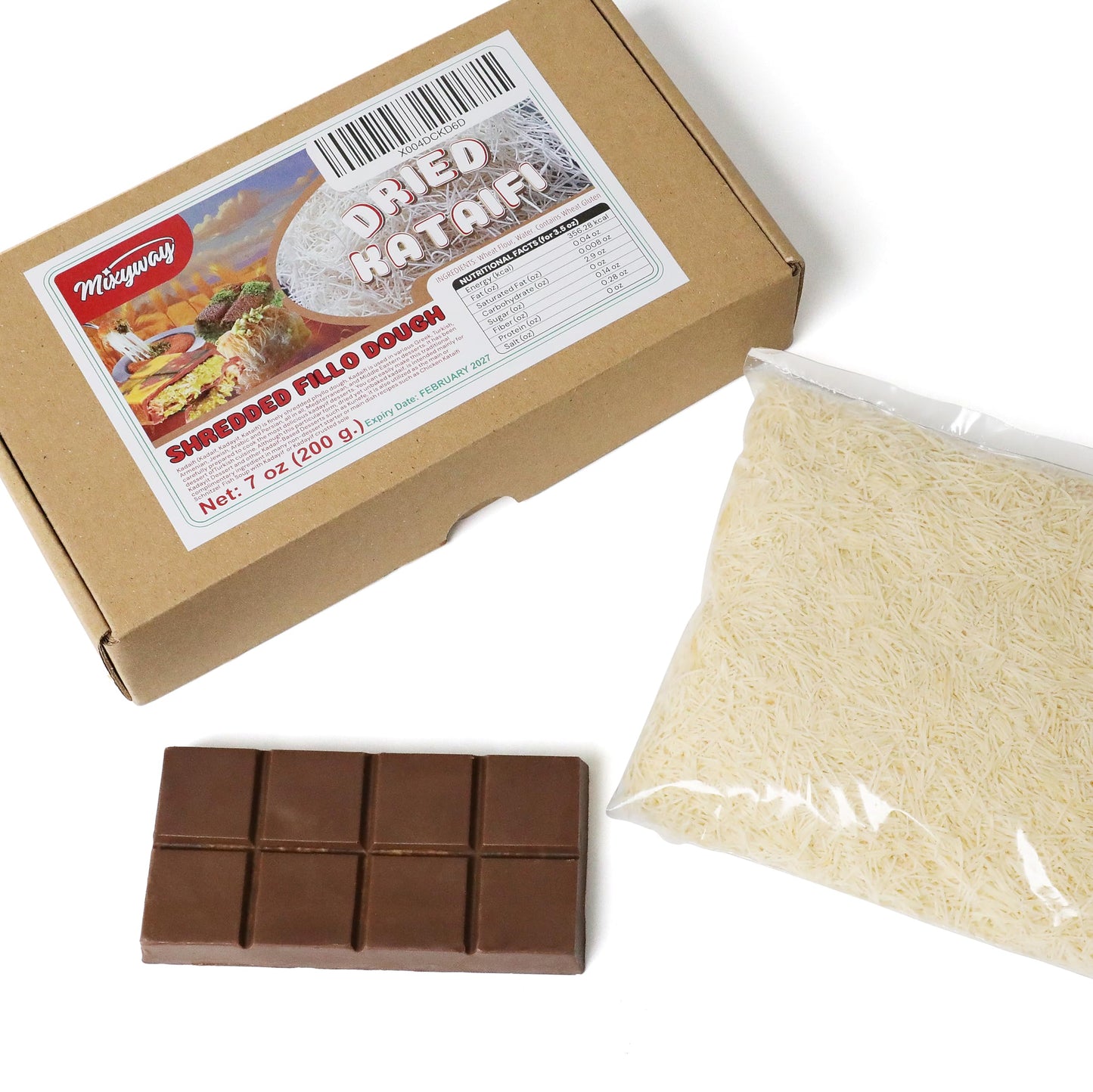 Kataifi Shredded Fillo Dough 7 Oz (200 G.) For Dubai Chocolate Bar Pistachio, Kadayif For Knafeh Pistachio Chocolate Bar Pastry