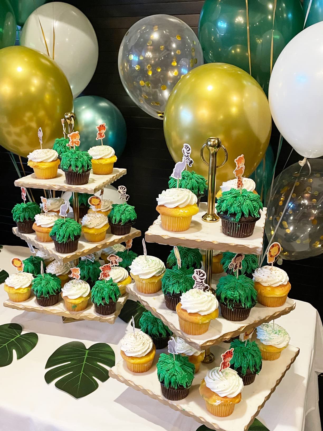 Honbay 48Pcs Double Sided Zoo Animal Theme Dessert Muffin Cake Cupcake Toppers Picks Cake Decoration For Jungle Safari Themed Pa