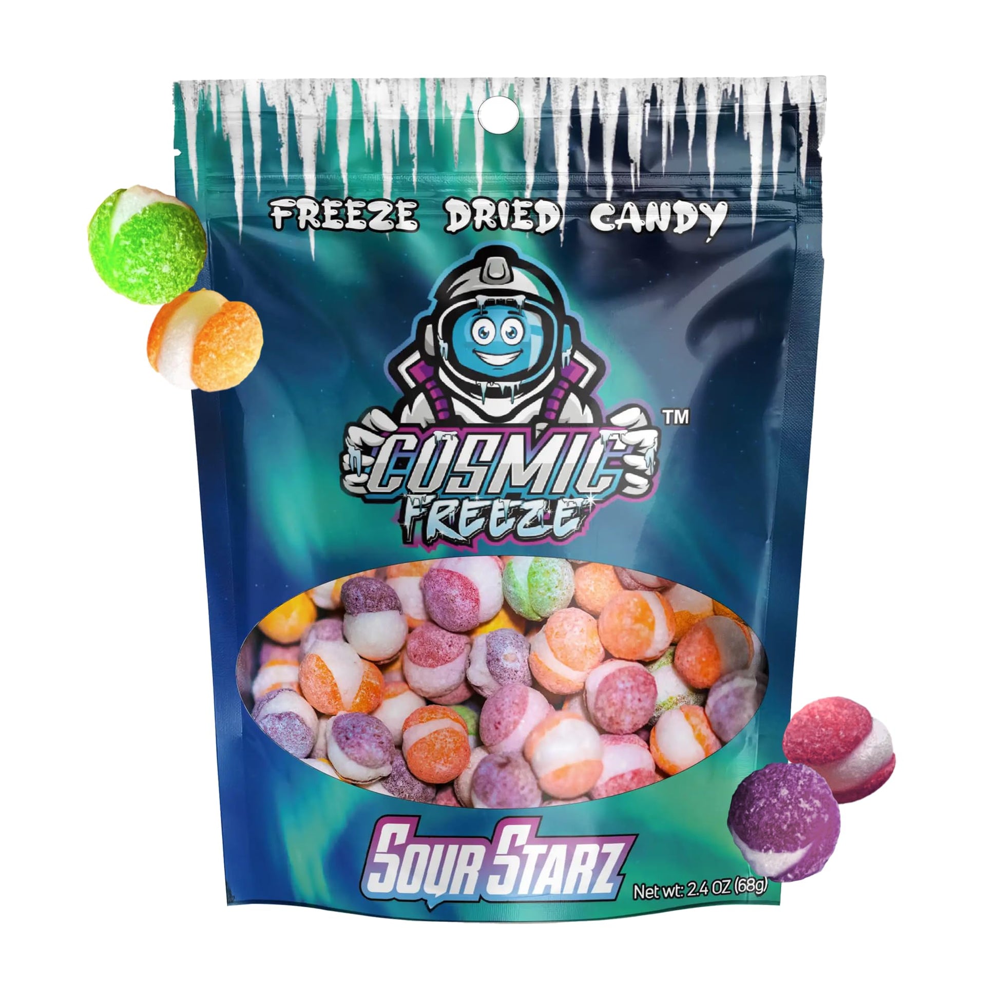 Cosmic Freeze Sour Starz Dried Candy, Crunchy Dry Candy for Mix-In Snacks Dried, Gluten-Free, Made in USA, 2.4 Oz, 1-pack