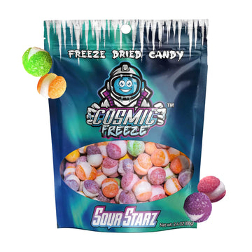 Cosmic Freeze Sour Starz Dried Candy, Crunchy Dry Candy for Mix-In Snacks Dried, Gluten-Free, Made in USA, 2.4 Oz, 1-pack