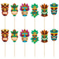 Gyufise 36Pcs Hawaii Tiki Cupcake Toppers Hawaiian Tropical Tiki Totem Hawaiian Themed Party Cake Decorations For Summer Aloha T