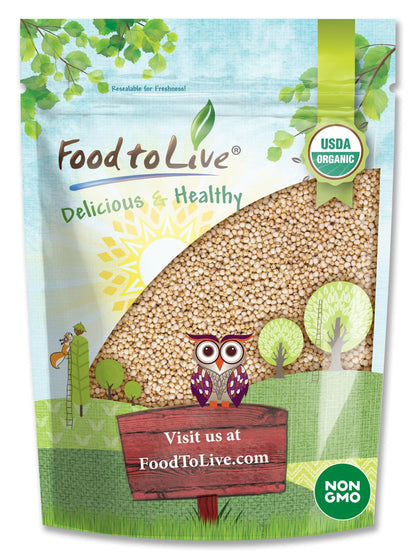 Food to Live Organic Puffed Quinoa, 2 Ounces - Crispy White Quinoa Pop. Non-GMO, Vegan, Kosher, Bulk. Perfect for Breakfast Cere
