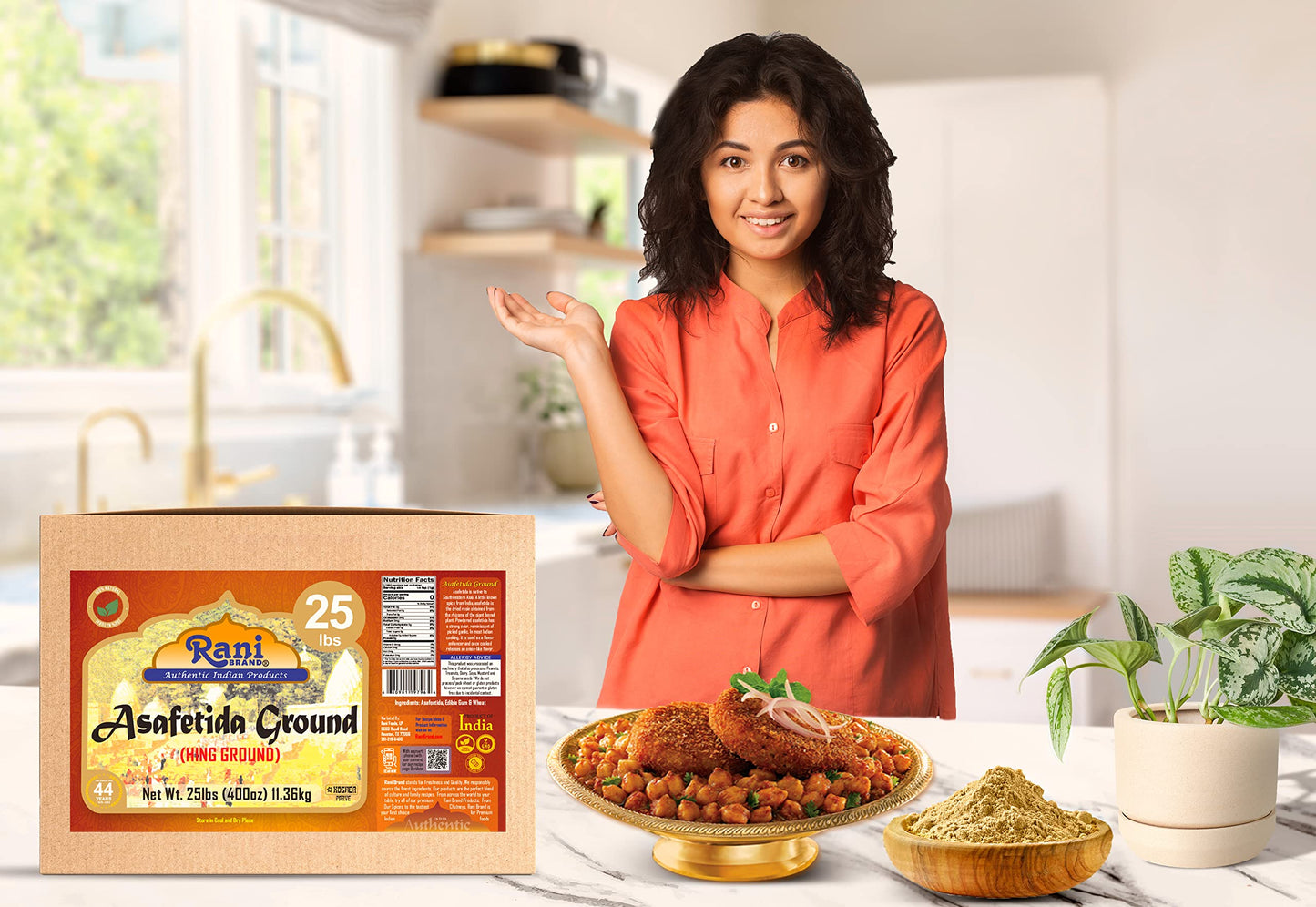 Rani Asafetida (Hing) Ground 400Oz (25Lbs) 11.36Kg Bulk Box ~ All Natural | Salt Free | Vegan | Non-Gmo | Kosher | Asafoetida In