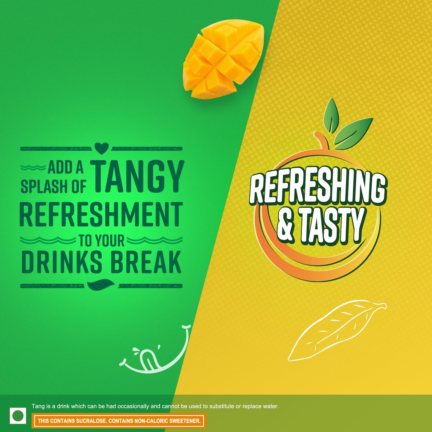 Tang Mango Instant Drink Mix, 500 Grams (17.6 Oz) Pouch - India