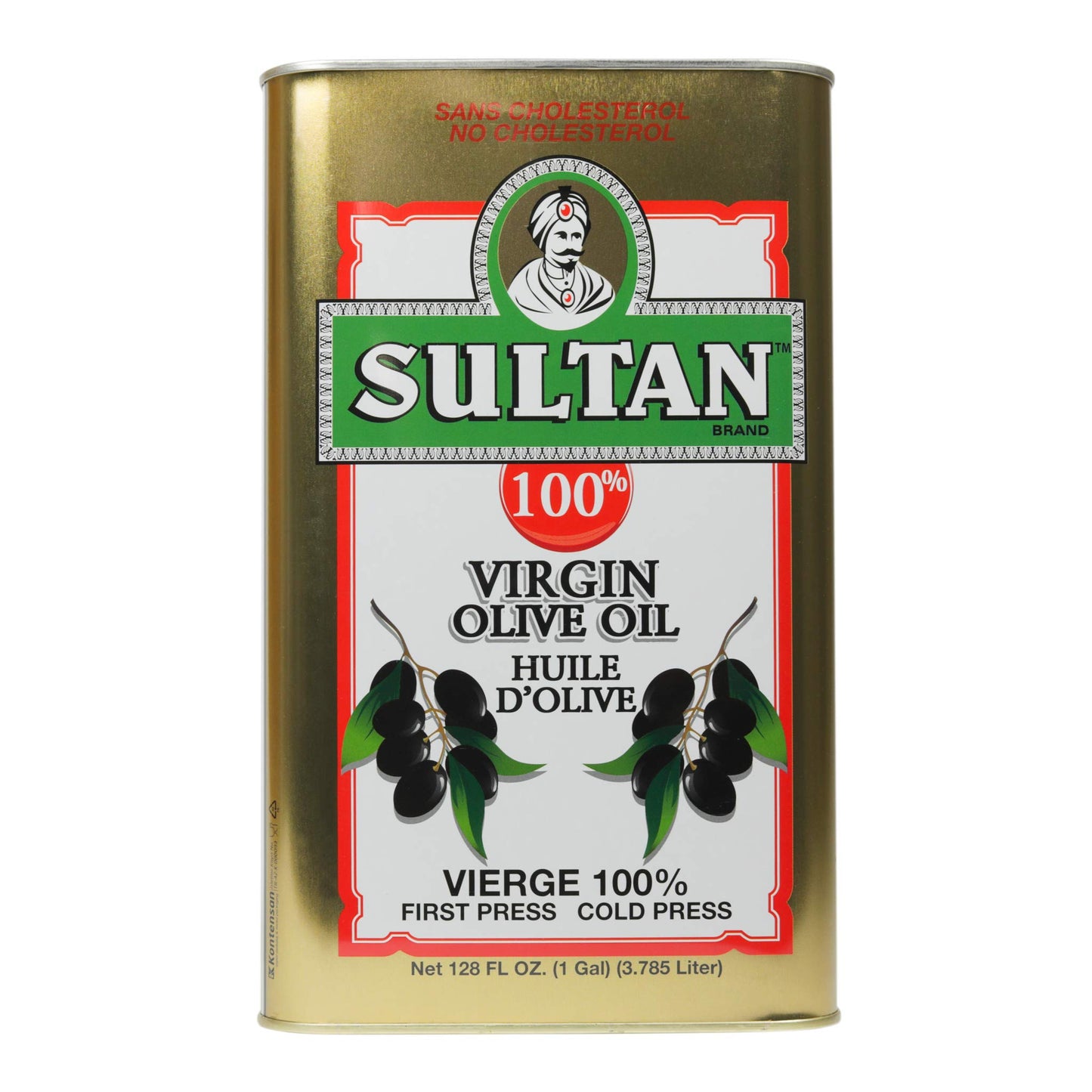 Sultan Premium Virgin Olive Oil - First Cold-Pressed, Cholesterol-Free - 128 FL. OZ - Ideal for Salads and Cooking