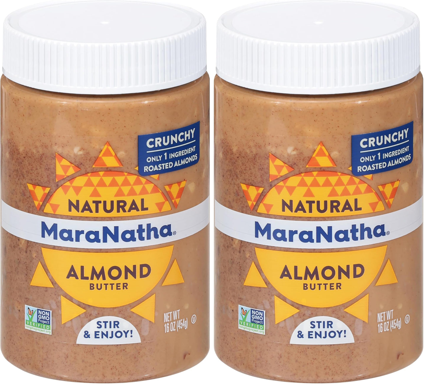 MaraNatha Natural Crunchy Roasted Almond Butter, 16 Ounce Jar (Pack of 2)