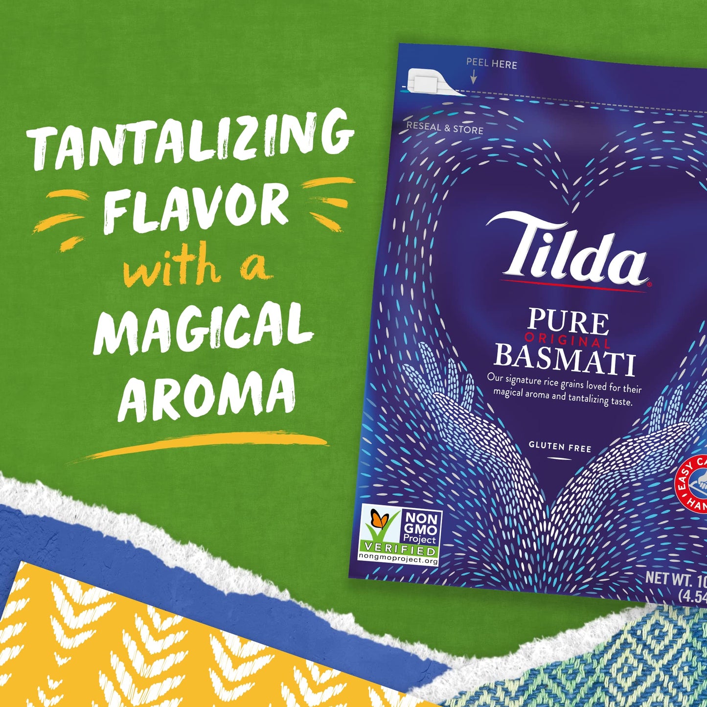 Tilda Pure Basmati Rice, Premium Aromatic And Authentic Rice, Large Resealable Bag, 10-Pound Bag,White