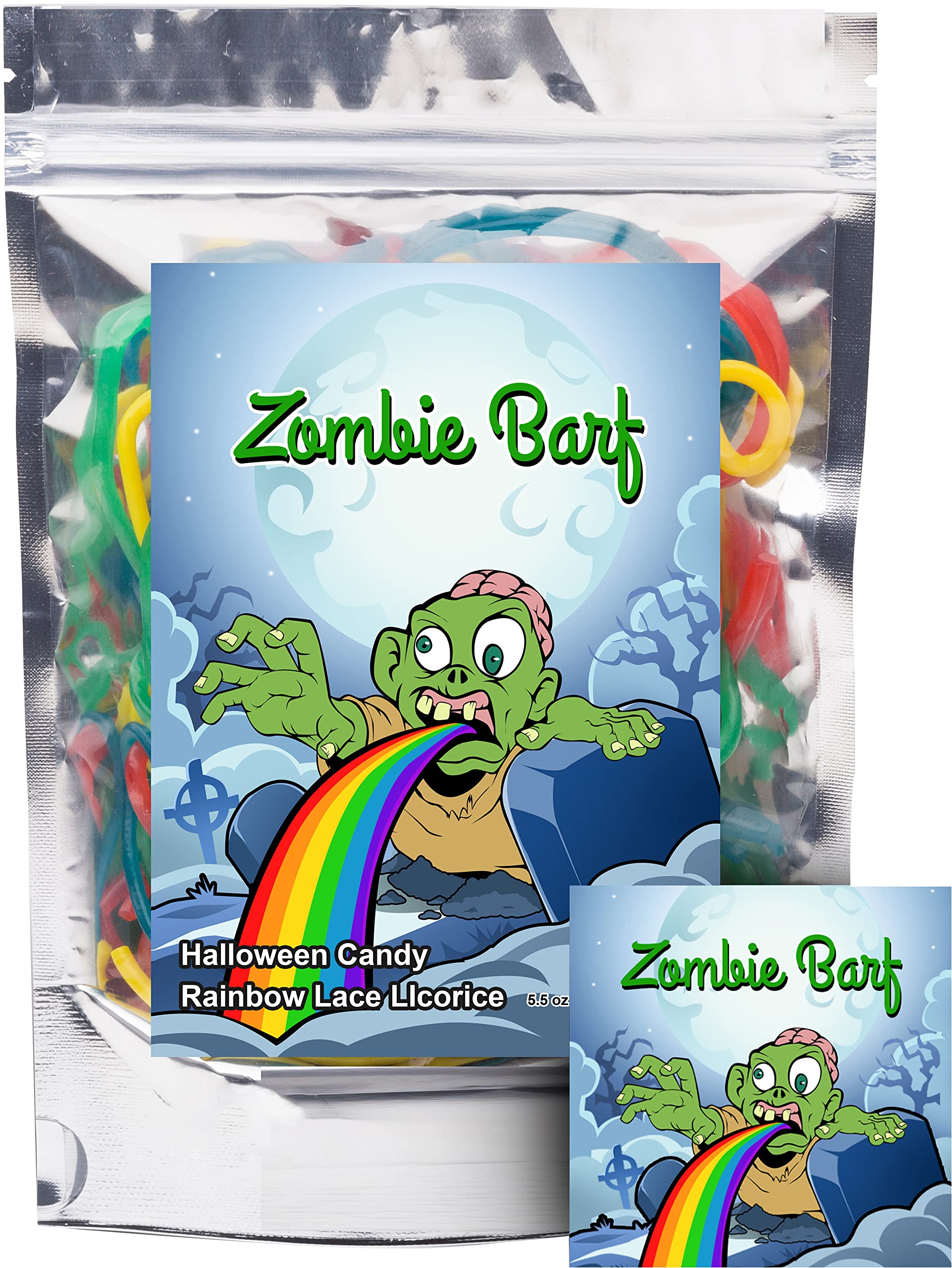 Zombie Barf Rainbow Lace Licorice Mixed Fruit Flavored Strings Fun Unique Halloween Candy Gag Gift For Birthday Girls, Boys, Kid