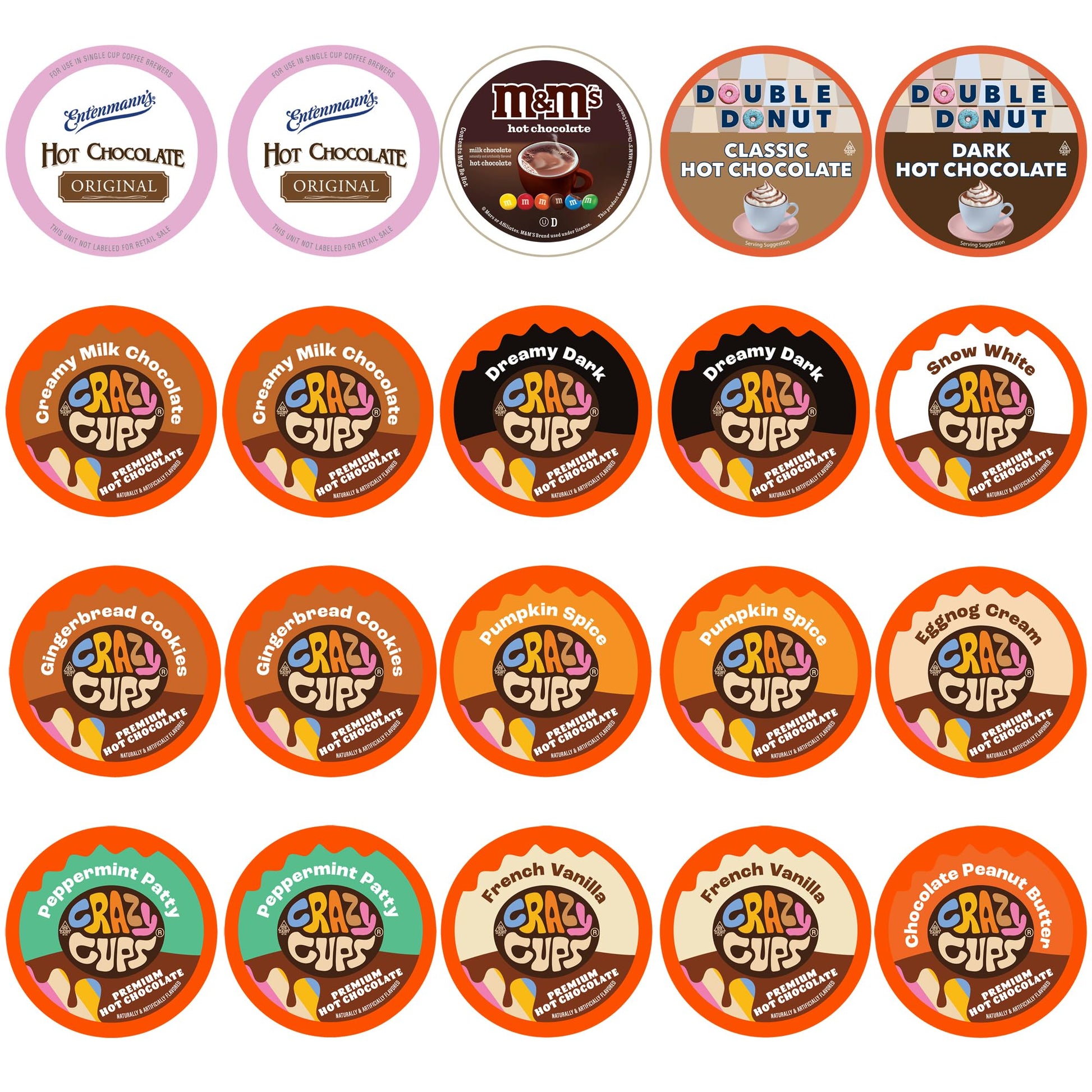 Perfect Samplers Hot Chocolate Pods Variety Pack, 20 Count Single Serve Cups for Keurig