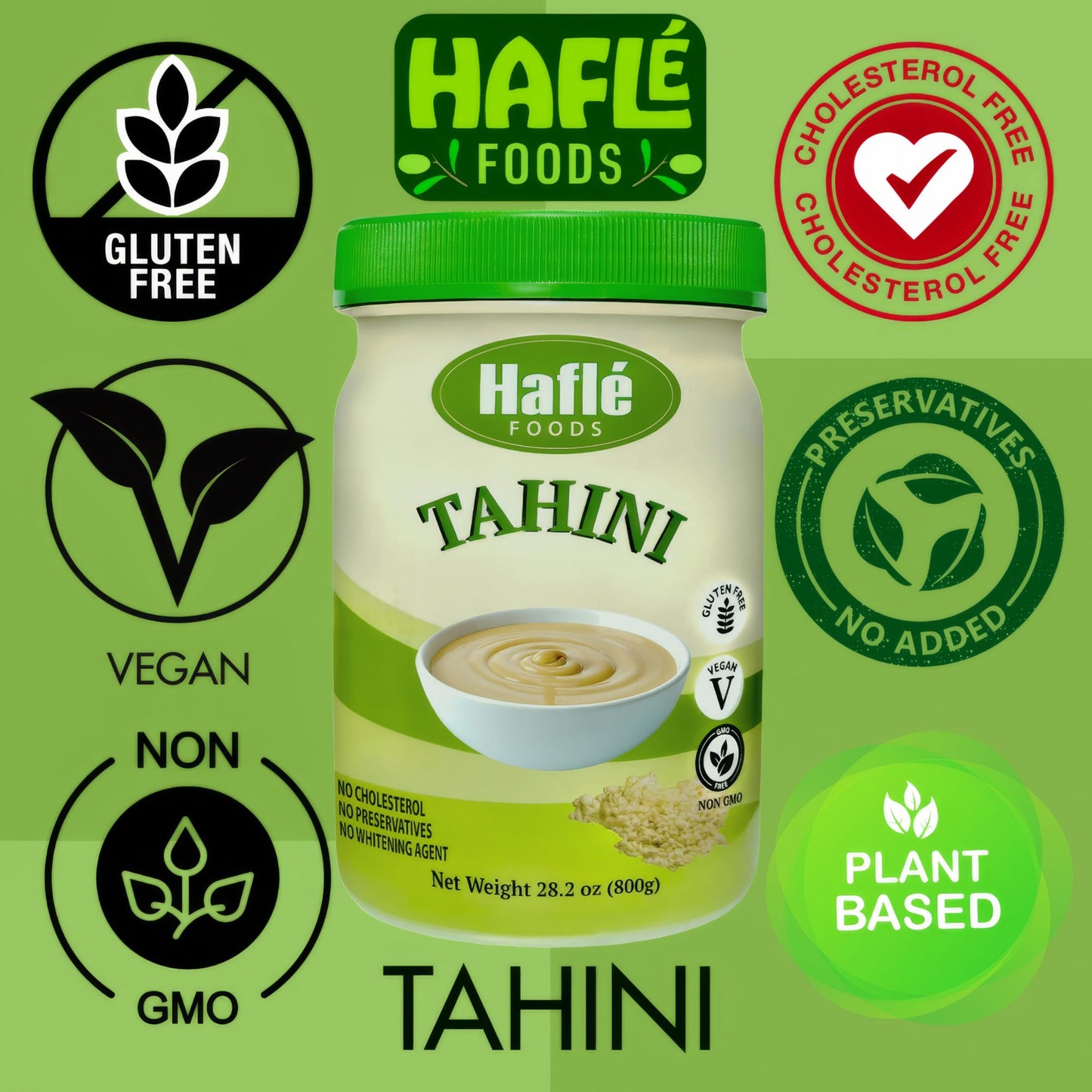 Hafle Tahini Paste For Hummas 28.2Oz (800G) - Jordanian Sesame Seed Paste, Ideal For Hummus, Baba Ganoush, Sauces & Dressings -