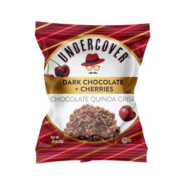 Undercover Chocolate Quinoa Crisps - Dark Chocolate + Cherries | 70-Count, Individually Wrapped Crisps | Gluten Free, Nut-Free,