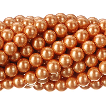 Rubyca 200Pcs Czech Tiny Satin Luster Glass Pearl Round Beads Beading Jewelry Making 10Mm Orange