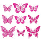 Gyufise 36 Pack Laser Purple Red Glitter 3D Butterfly Cupcake Toppers Hollow Butterfly Cake Decorations For Birthday Wedding Fai