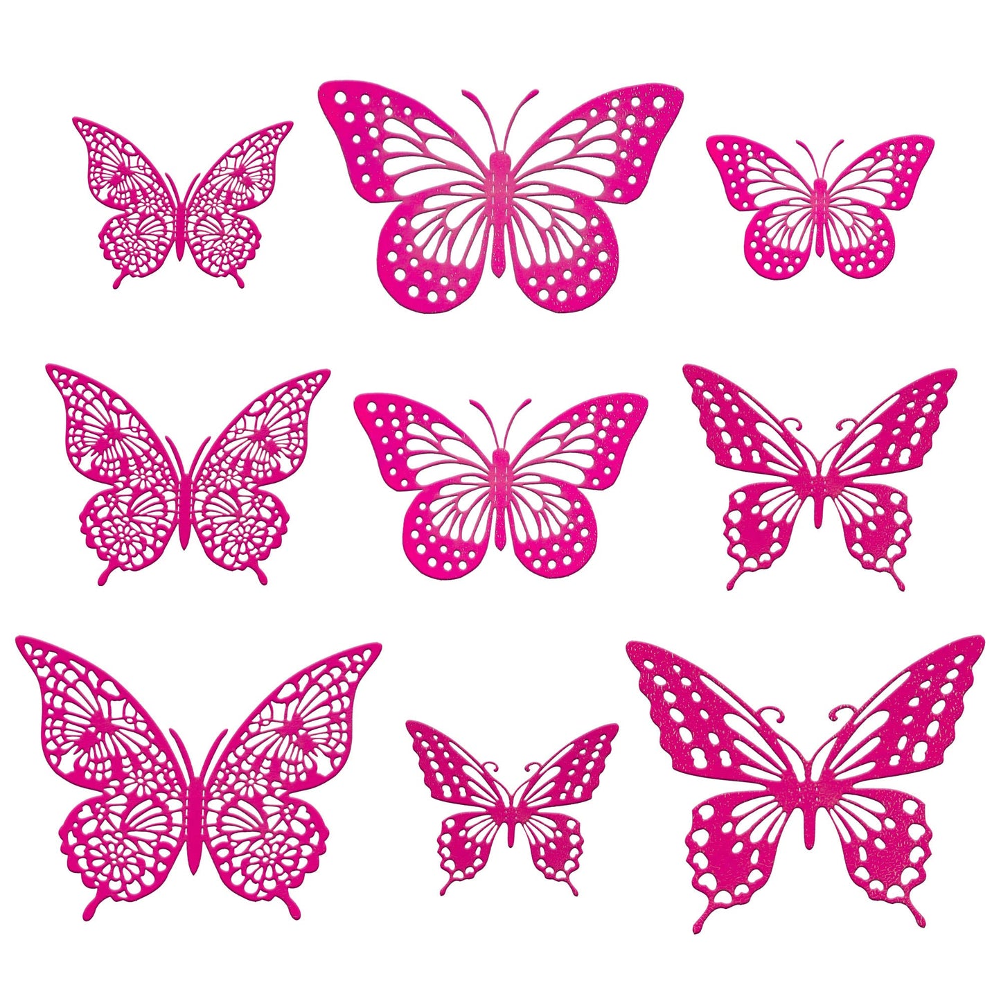 Gyufise 36 Pack Laser Purple Red Glitter 3D Butterfly Cupcake Toppers Hollow Butterfly Cake Decorations For Birthday Wedding Fai