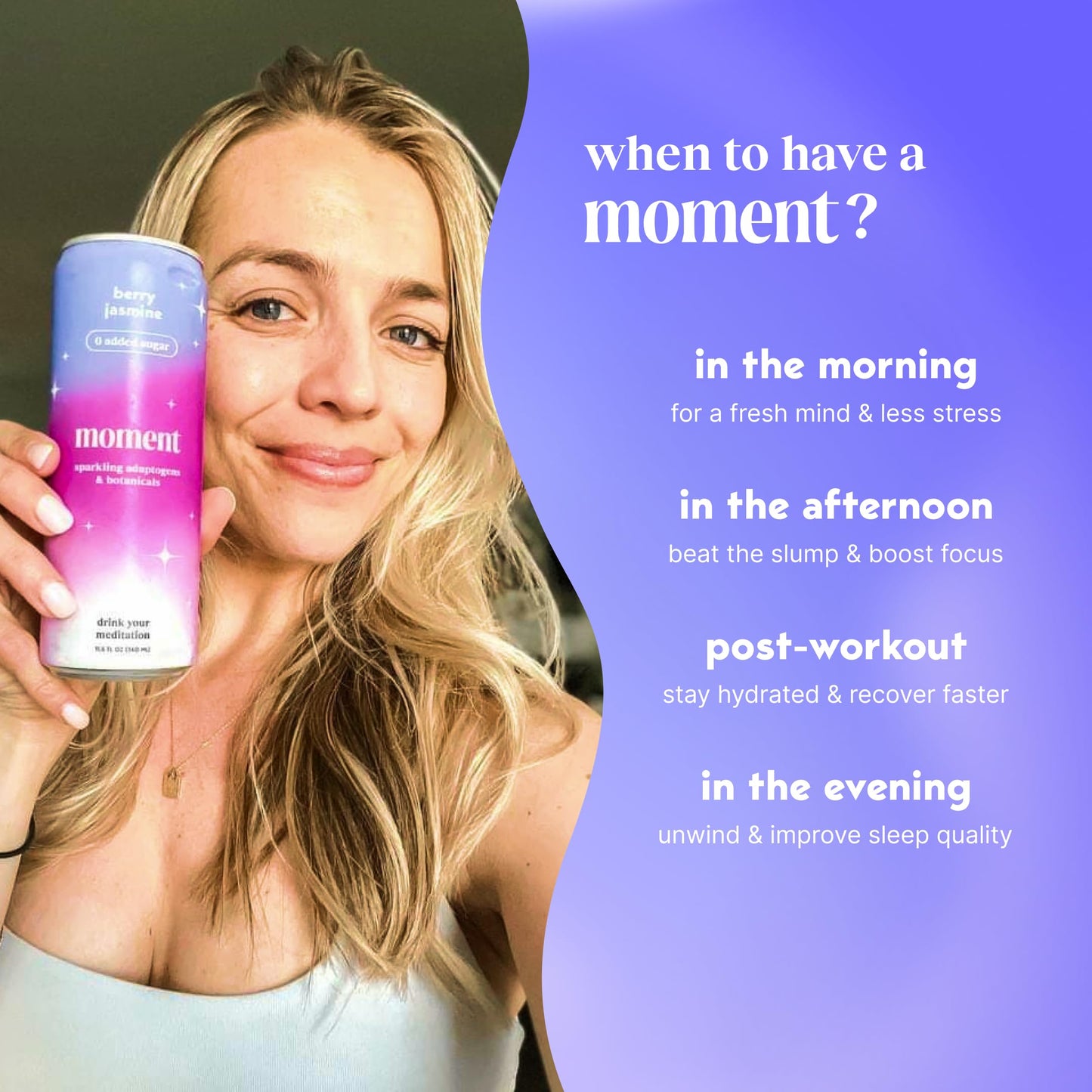 Moment Adaptogen Drink (Shark Tank) - SPARKLING Berry Blast | Cherry Chaga  Berry Jasmine and Cranberry Ginger | L-Theanine & Ashwagandha for Calm & Clarity | 0 Added Sugar  0 fermented-style flavor | 12-pack