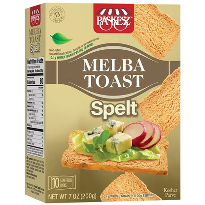 Snacktery Spelt Melba Toast Crackers - Wholesome Thin and Crispy Spelt Crackers - Mini Toasts for Dips, Spreads, Salads - 7 Oz