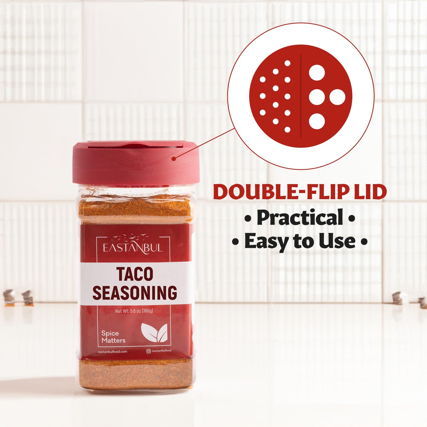 Eastanbul Taco Seasoning Mix, 5.6Oz Taco Seasoning, 100% Natural Taco Mix, Vegan Taco Seasoning Mix, Non-Gmo & Vegan, Great Mild