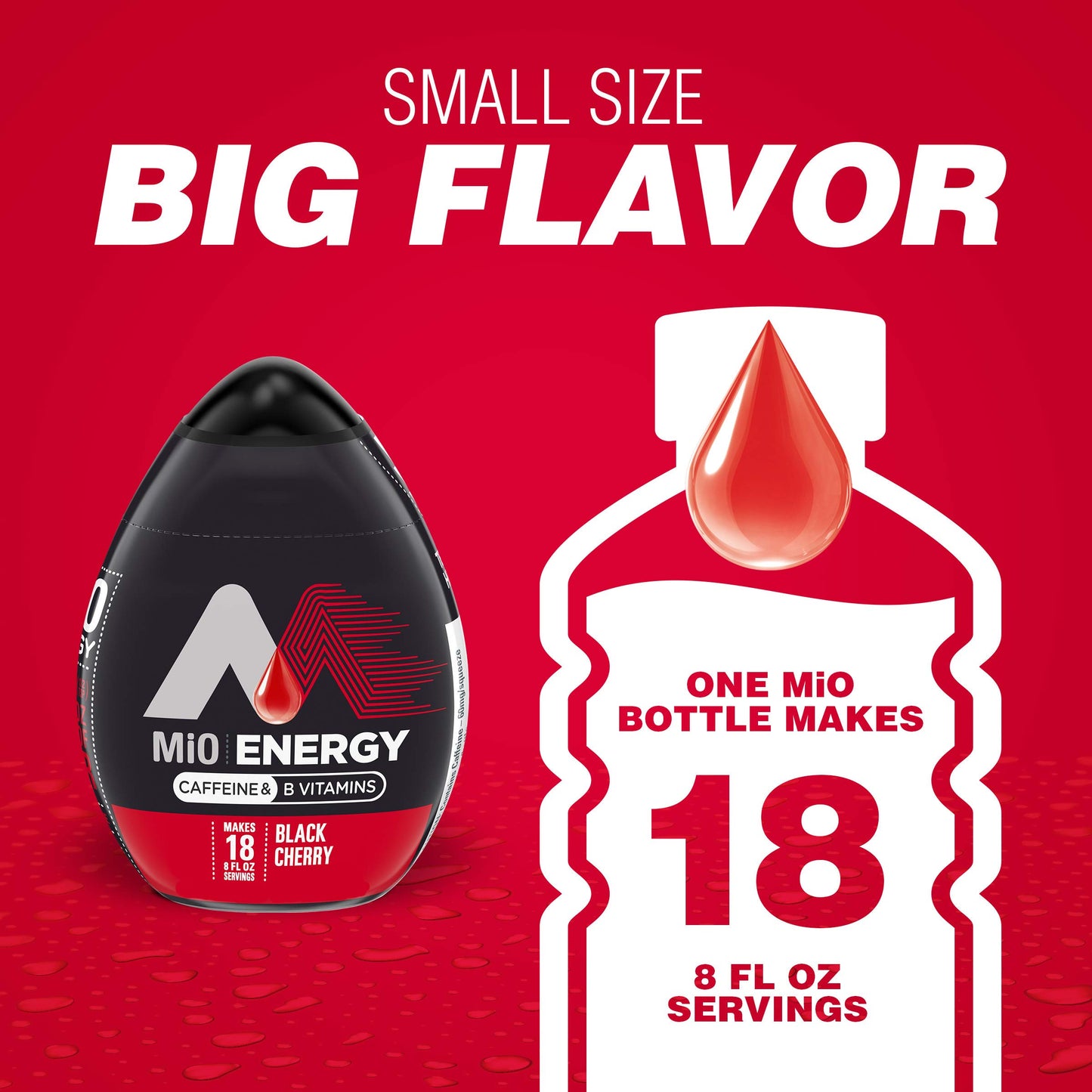 Mio Liquid Water Enhancer, Black Cherry Flavor, 12 Count, 1.62 fl oz, Red