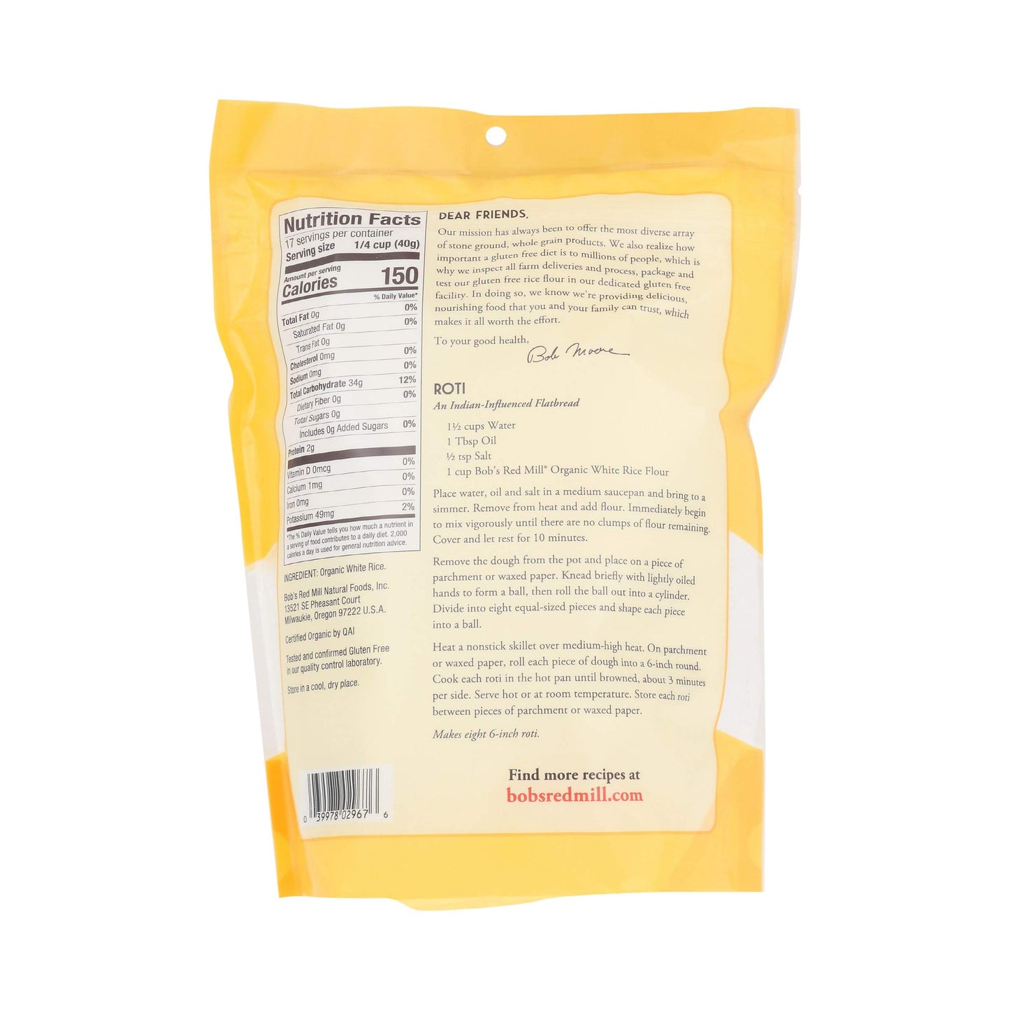 Bobs Red Mill Organic White Rice Flour 24 Oz
