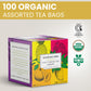 Elephant Park Organic Fruit Green Tea Sampler, 100 Assorted Bags, Caffeinated & Herbal, Pineapple, Pomegranate, Mango, Peach Flavors