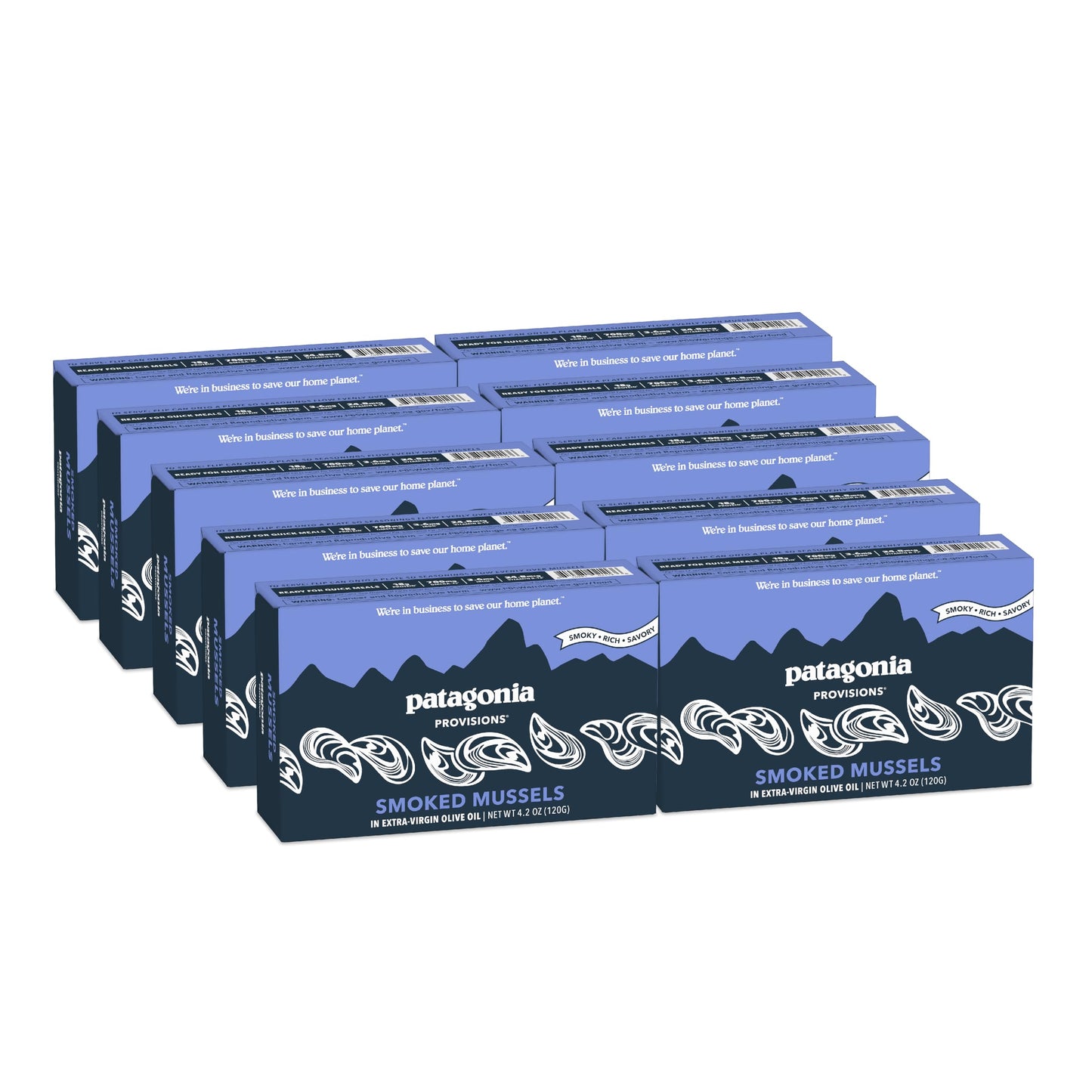 Patagonia Provisions Smoked Mussels in Olive Oil, Gluten Free, 18g Protein, 4.2 Ounce (Pack of 10)