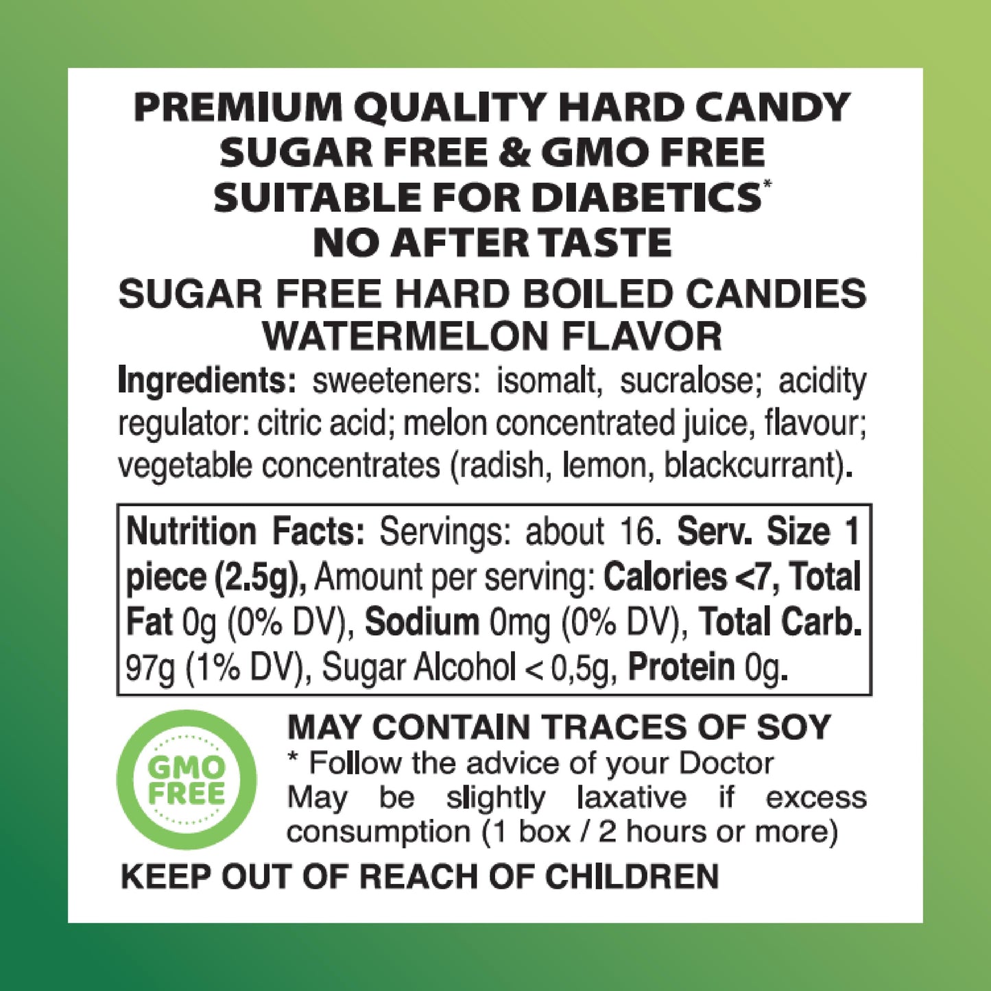Swiss Imports Sugar Free Bonbons Hard Candy Drops Bocca Box, Watermelon, 200 Individually Wrapped Pieces, 500G/17.6Oz